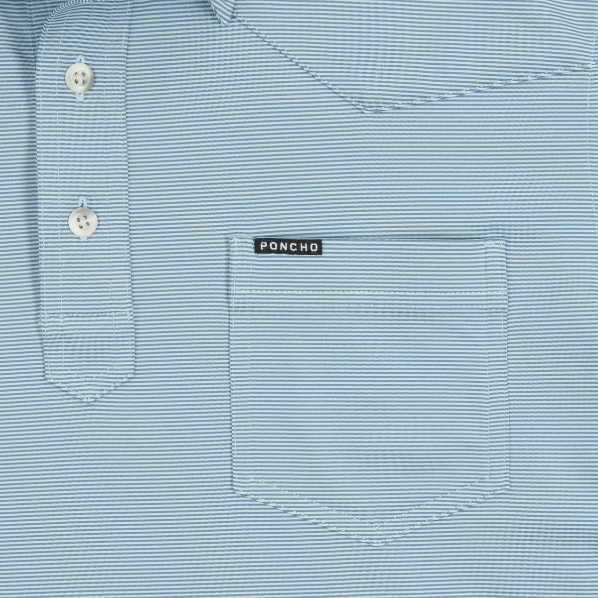 closeup of pocket of the wide open performance polo