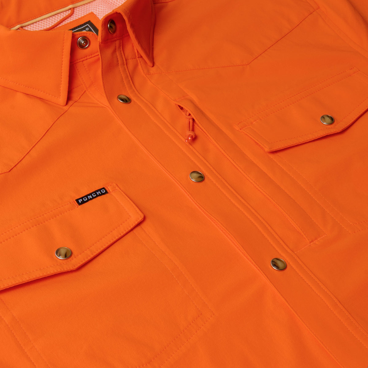 The Dick Cheney bright orange outdoor shirt with snap buttons and chest pockets
