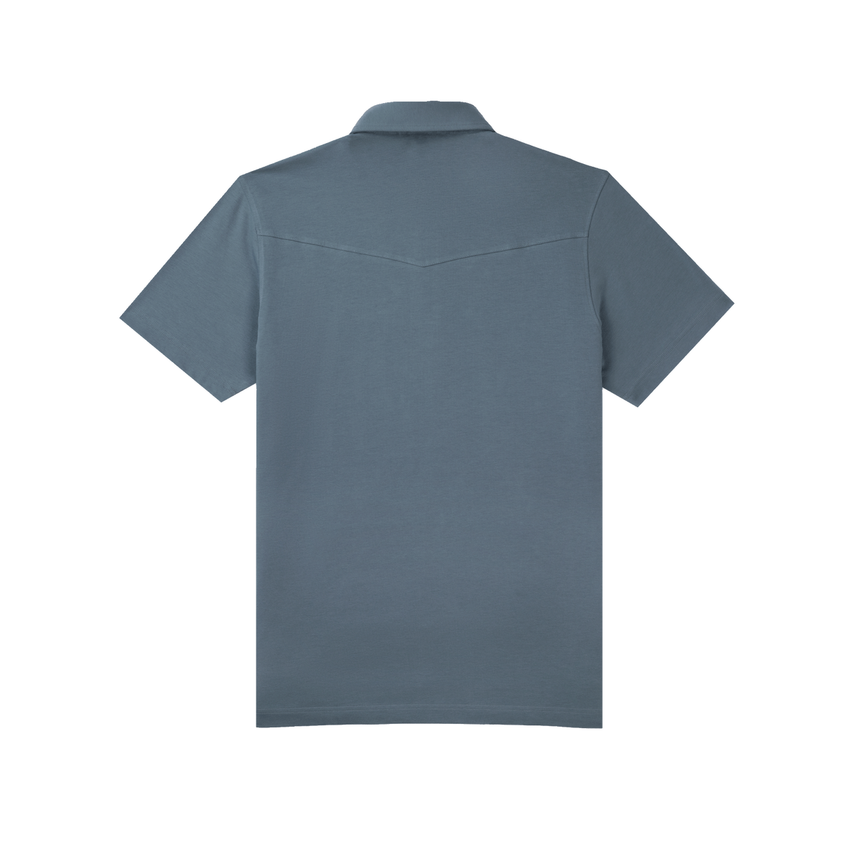 The Dinner Bell blue short sleeve comfortable outdoor shirt back view