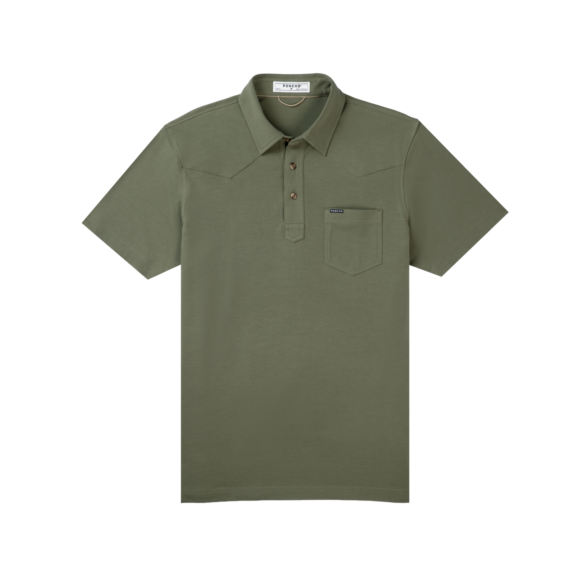 The Jalapeno Cream Cheese green short sleeve polo shirt with chest pocket