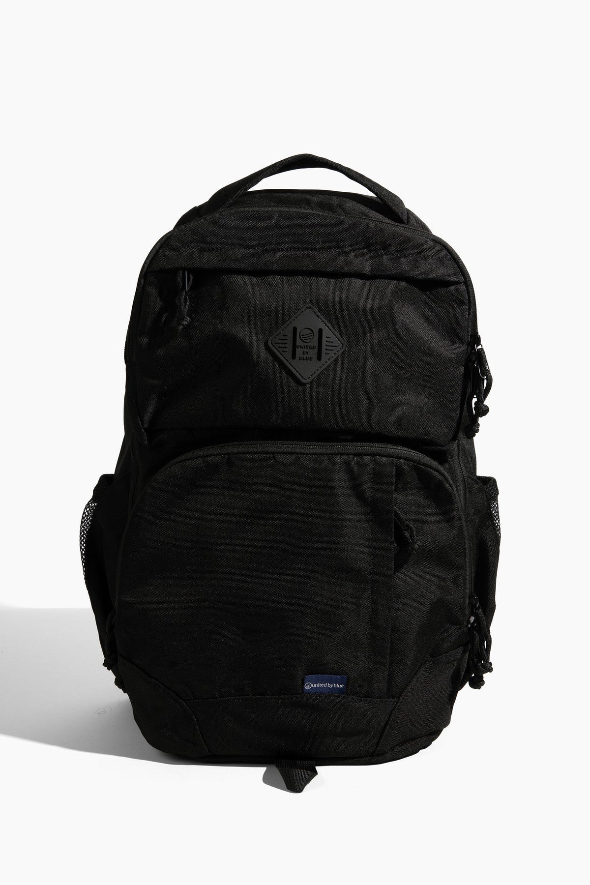 Black backpack on a white background