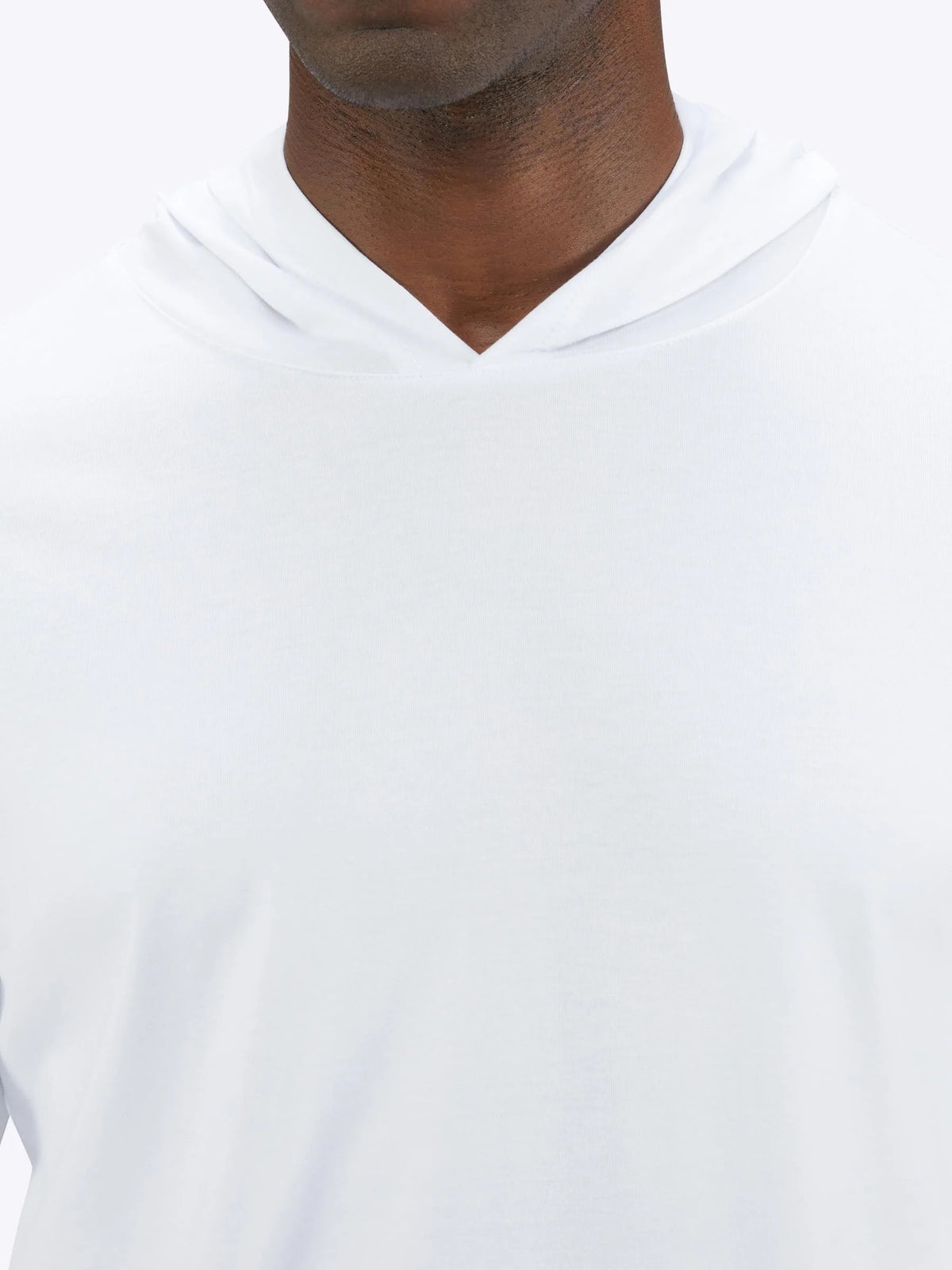 AO Long Sleeve Hooded Curve-Hem Tee | White Signature-fit PYCA Pro®