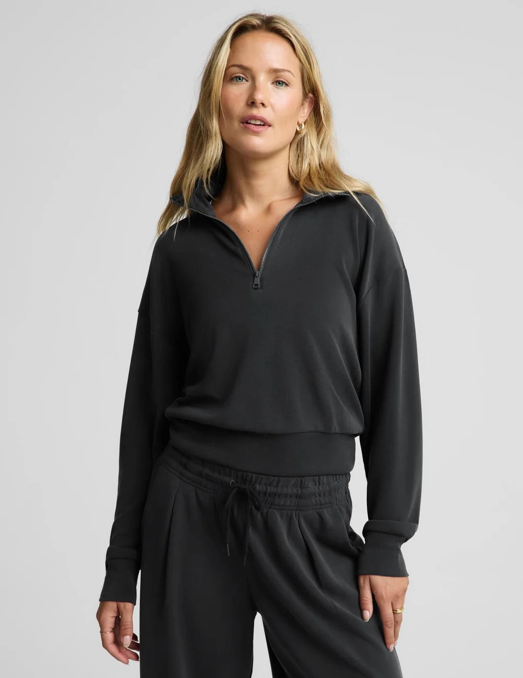 Luxe Sandwash Half Zip Pullover