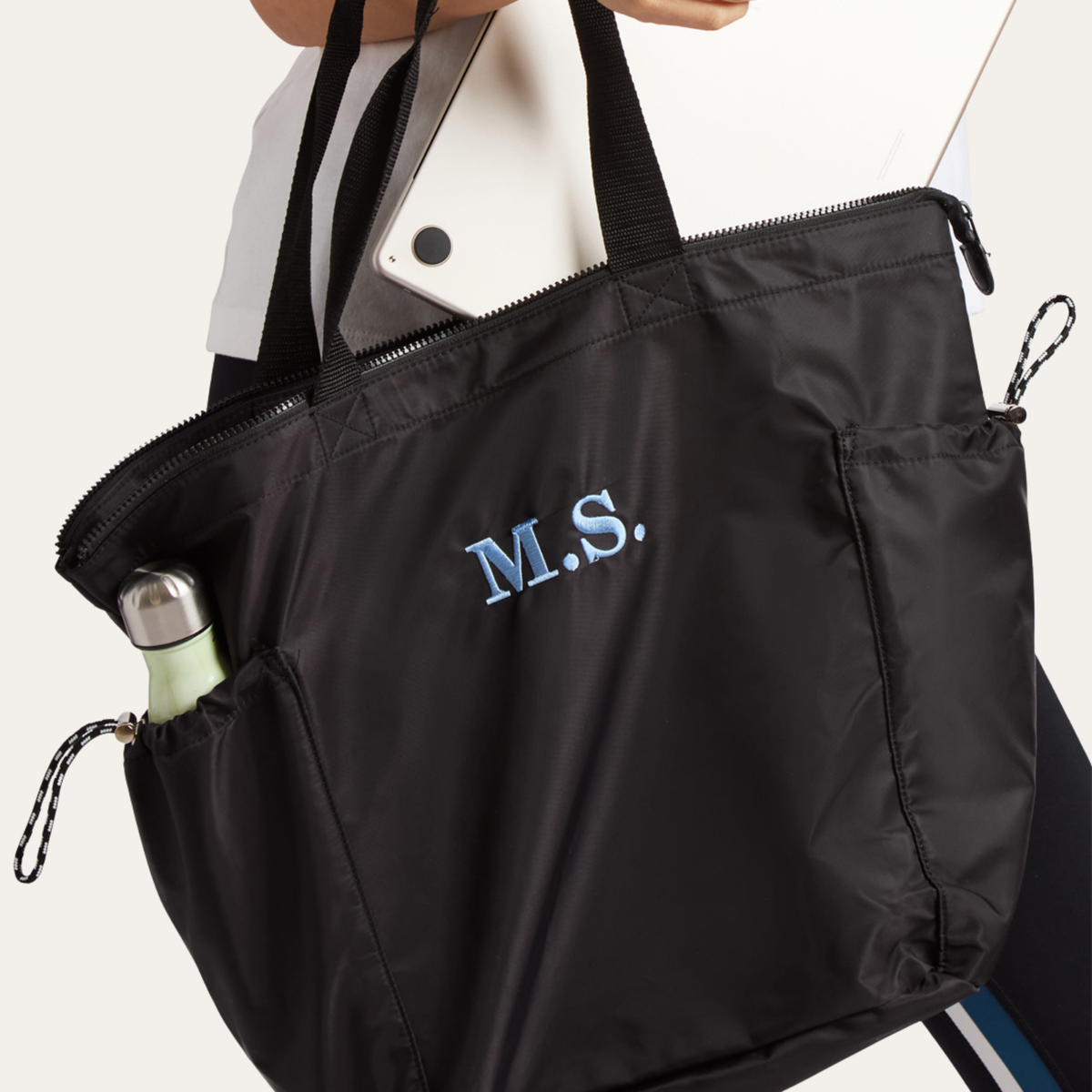 THE RIPPLE ZIP-TOP TOTE BAG / STINGRAY BLACK