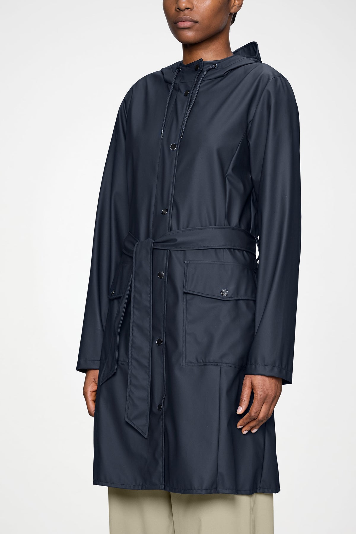 RAINS Curve Long Jacket
 Navy Jacket