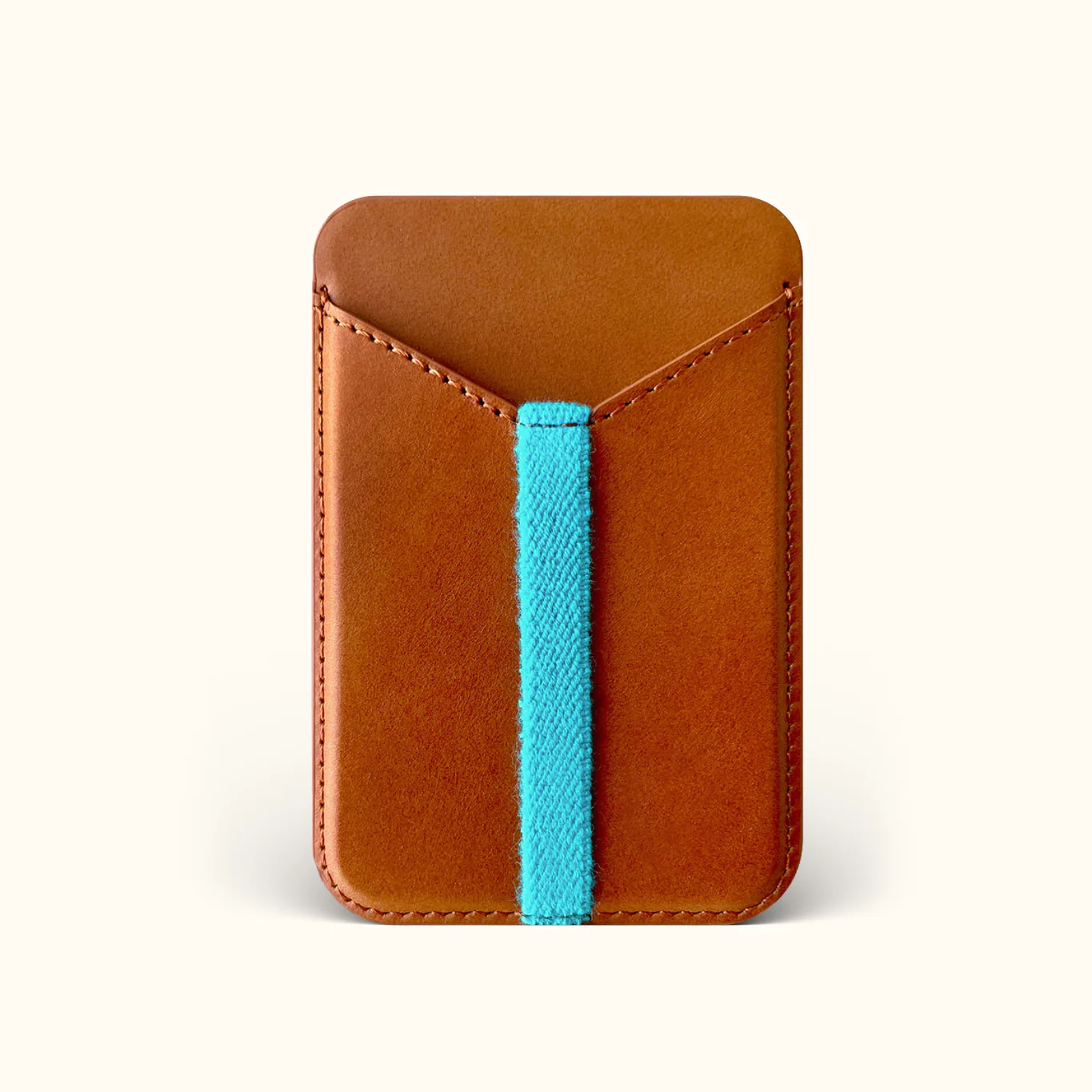 minimalist card sleeve The Minimalist Full-Grain Leather MagSafe Wallet Card Holder - Saddle