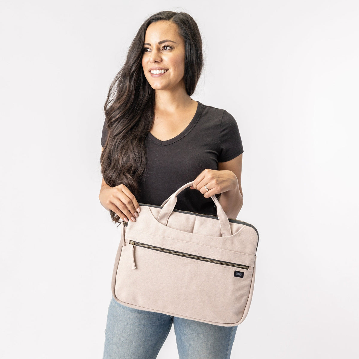 canvas laptop sleeve with handle#color_sand-dune