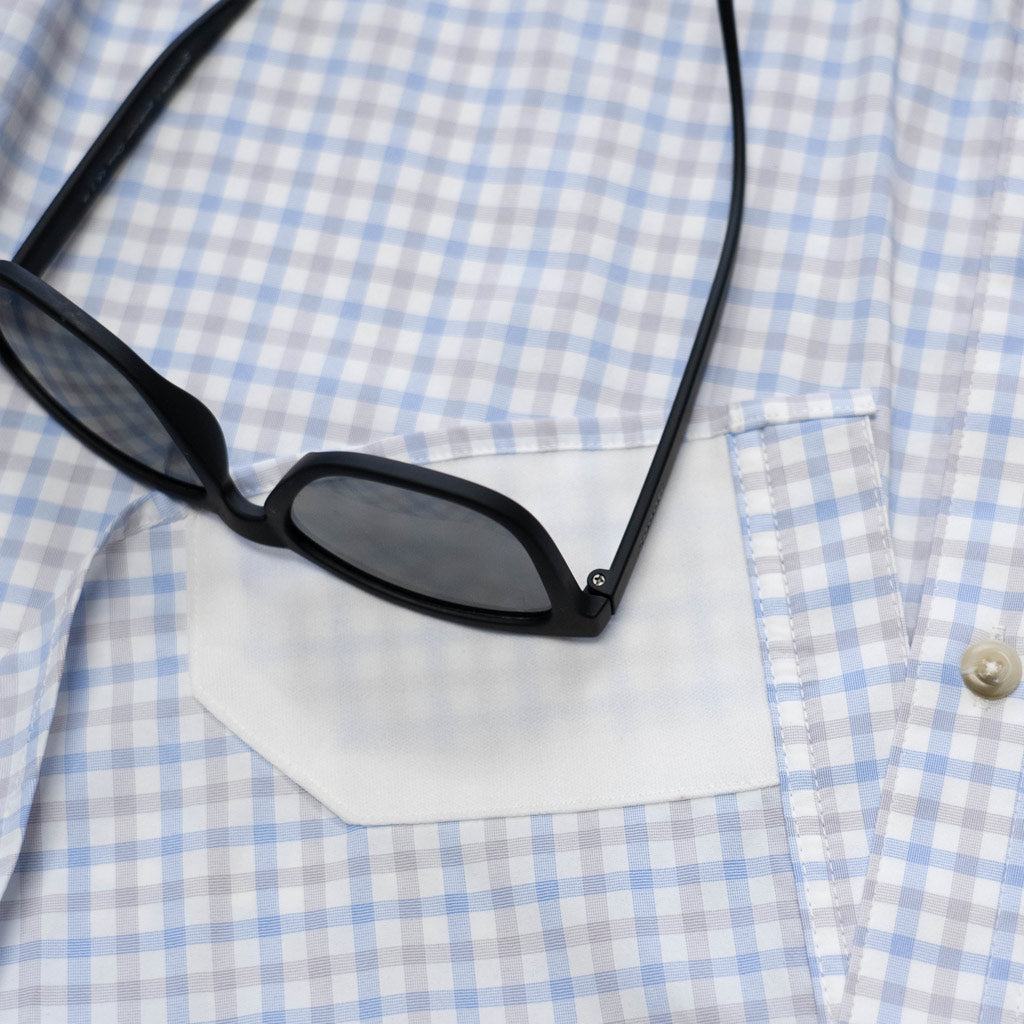 Blue &amp; Grey plaid shirt shirt  sleeve lens cleaner