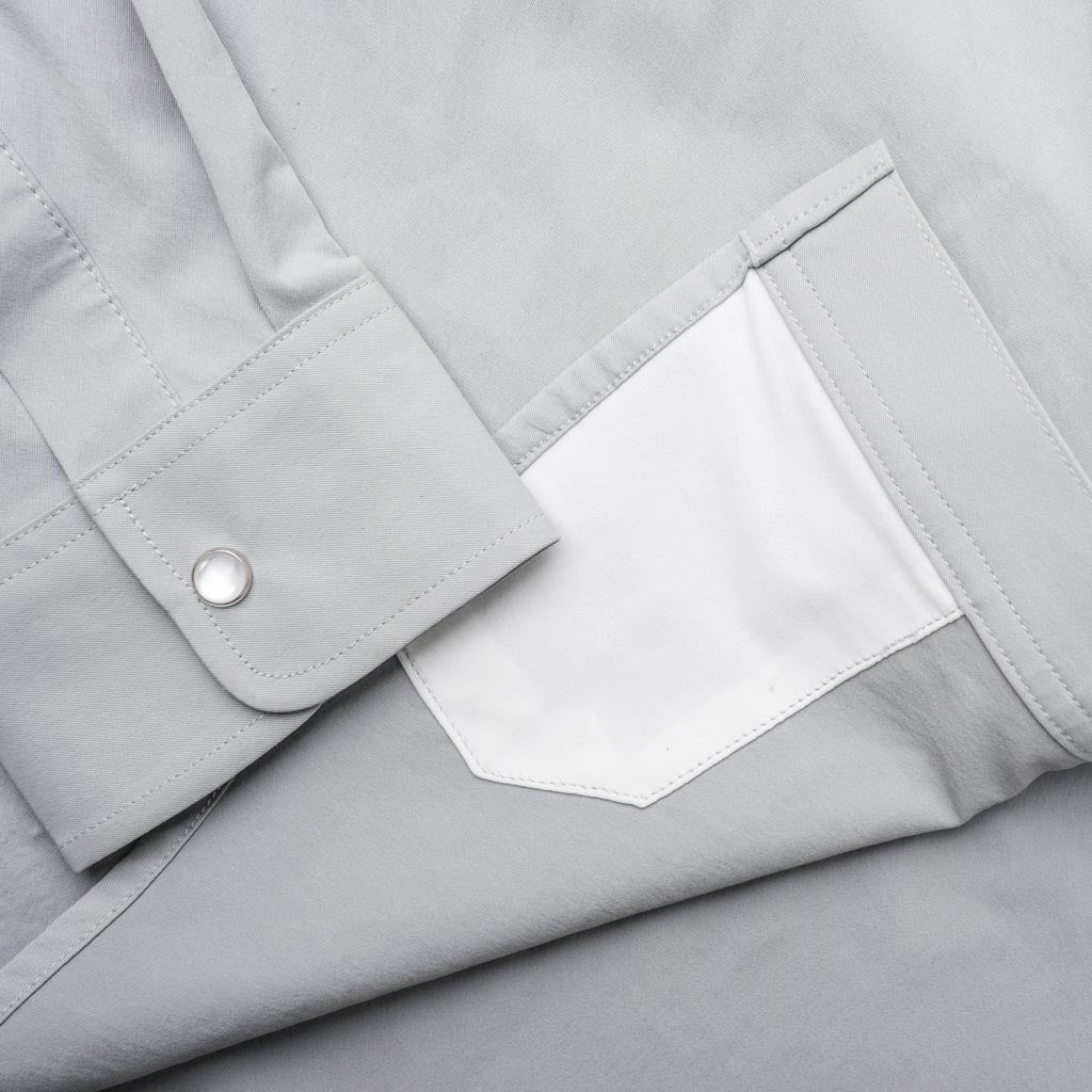 Grey shirt close up lens cleaner