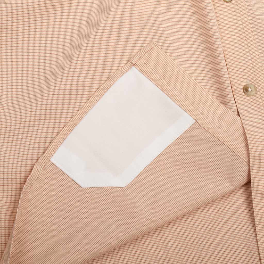 Orange microcheck long sleeve fishing shirt lens cleaner 