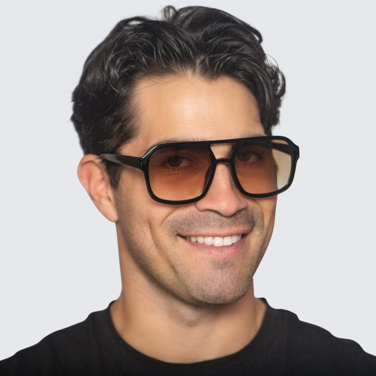 Jaxy Diplomat Aviator sunglasses — worn view #Color_Black