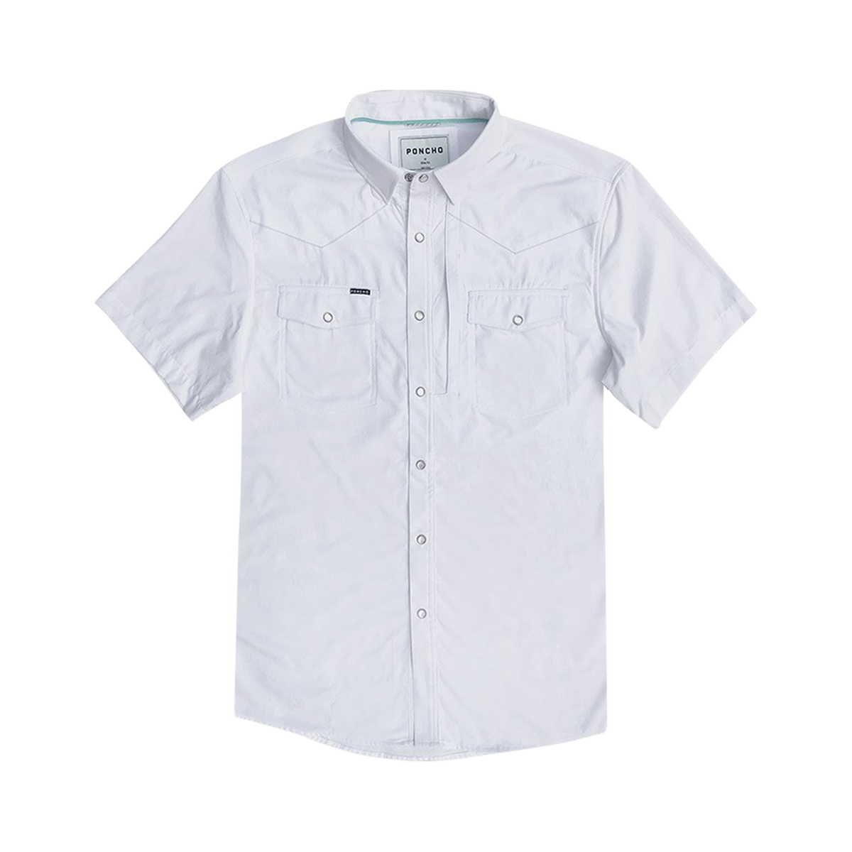 white pearl snap short sleeve flat lay photo