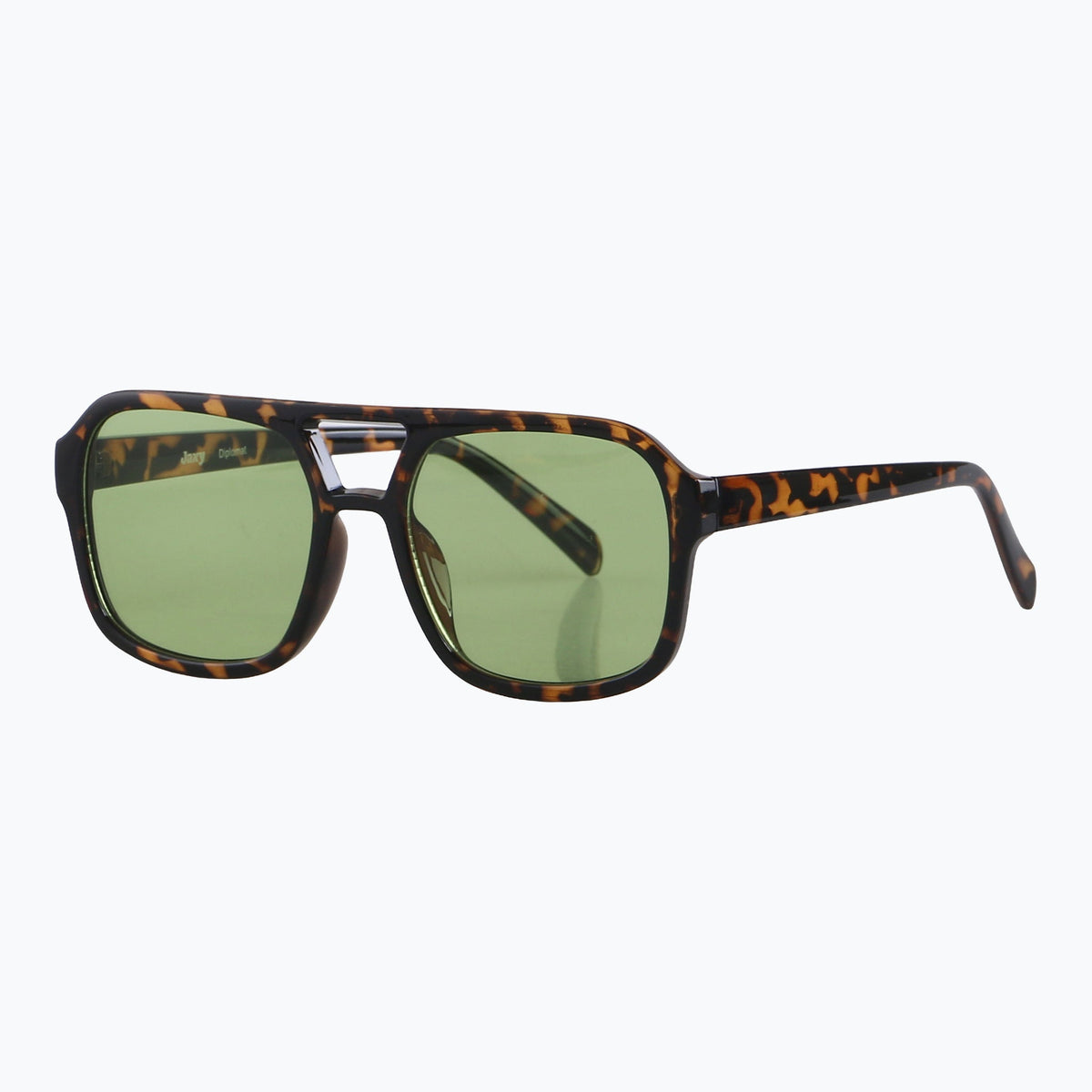 Jaxy Diplomat Aviator sunglasses — side view #Color_Tort/Green
