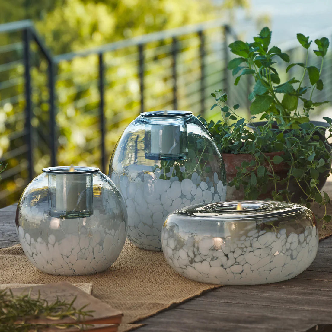 Glass Oval w Luminara Flameless