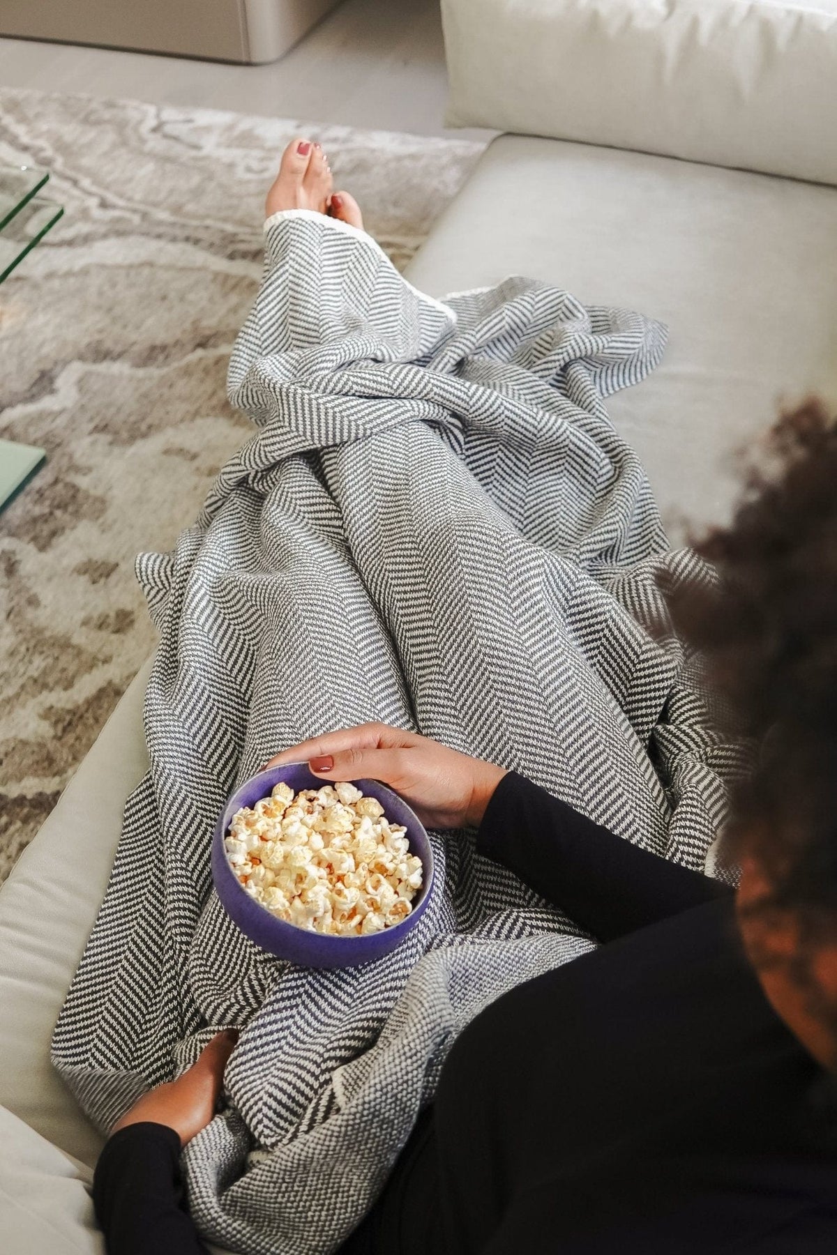 In2Green Eco Throw Cotton Sustainable Knit Throw Blanket - Herringbone
