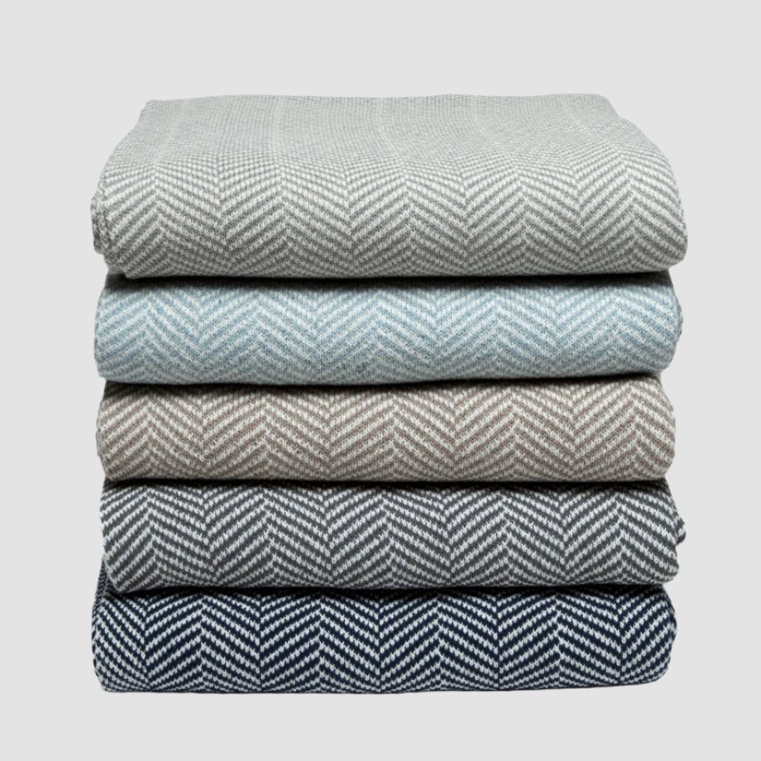 In2Green Eco Throw Cotton Sustainable Knit Throw Blanket - Herringbone