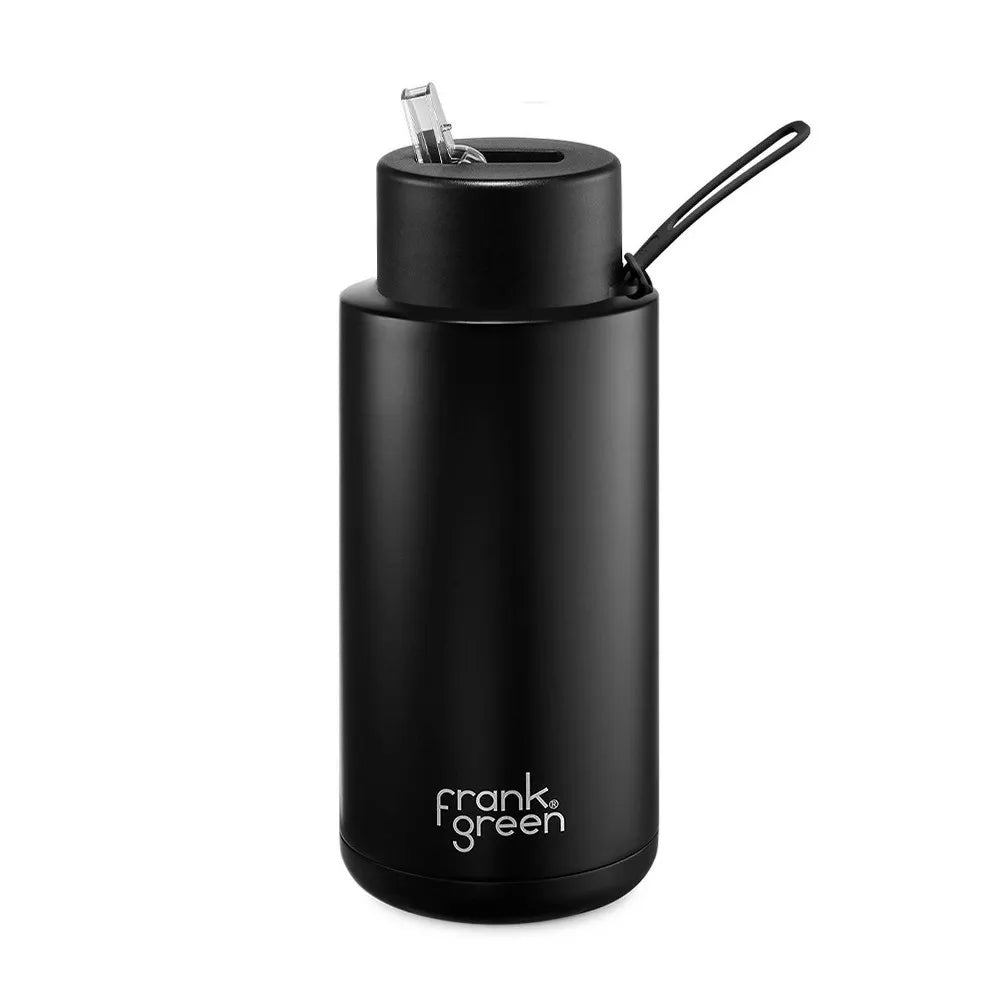 Ceramic Reusable Bottle - Flip Straw Lid