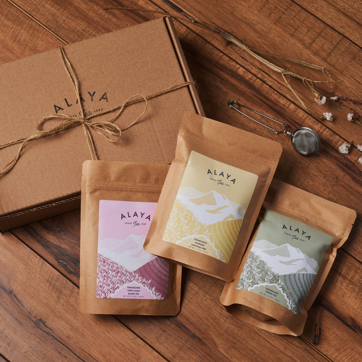 GIFT TEA BOX WITH INFUSER, WRAPPED FOR GIFTING