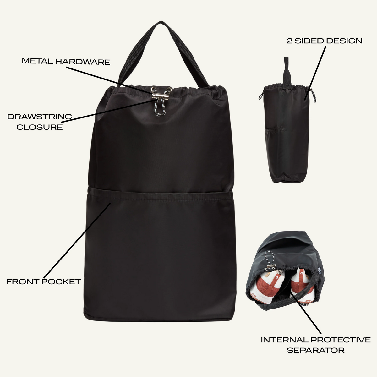 THE RIPPLE DUO POCKET SHOE & WINE BAG // STINGRAY BLACK