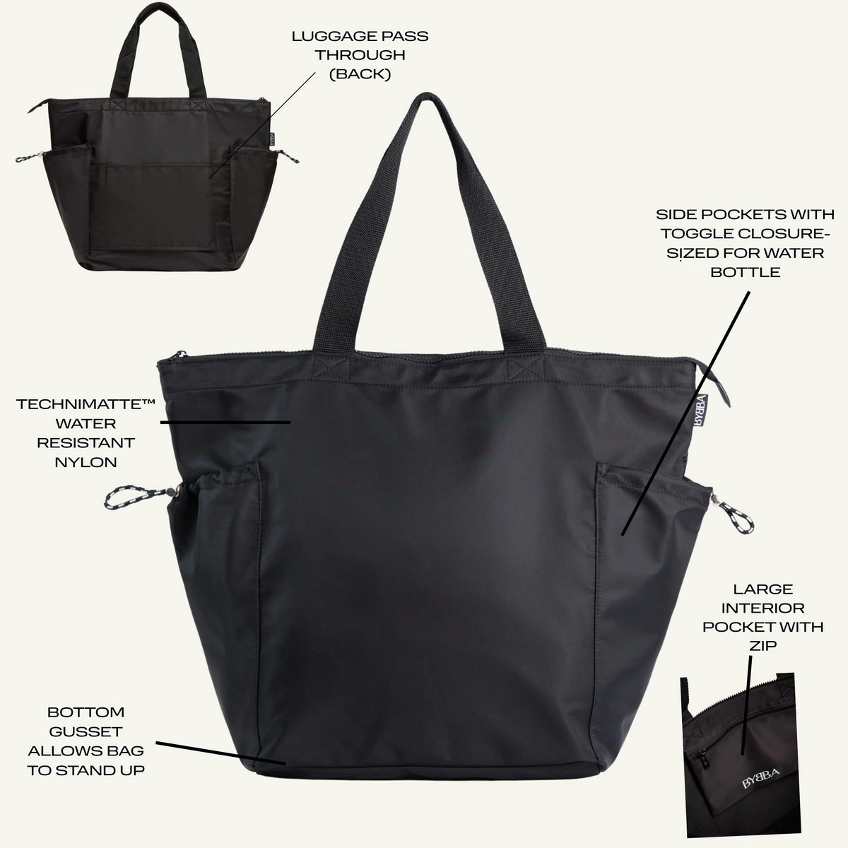 THE RIPPLE ZIP-TOP TOTE BAG / STINGRAY BLACK