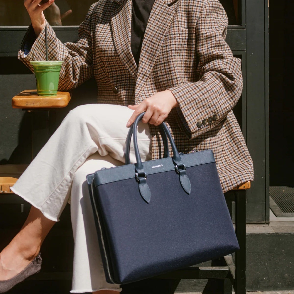 Alpha Leather-Trimmed Briefcase