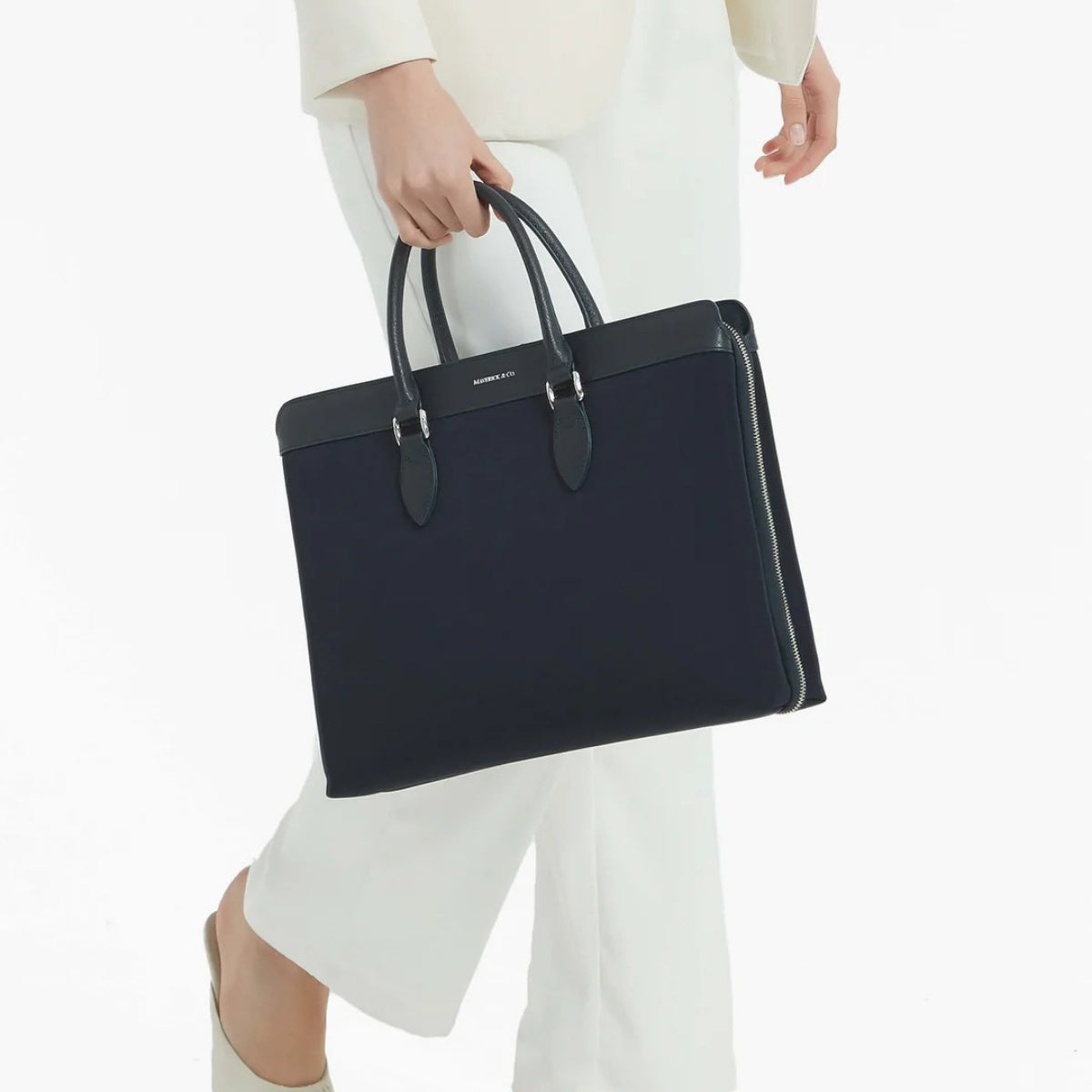 Alpha Leather-Trimmed Briefcase