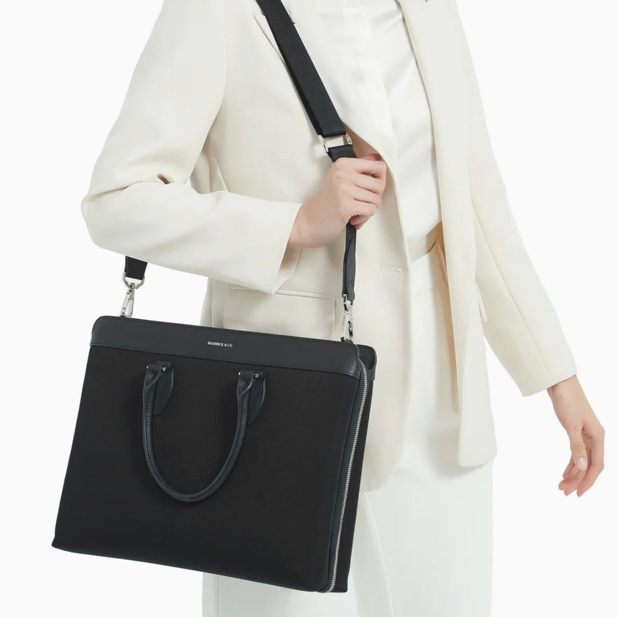 Alpha Leather-Trimmed Briefcase