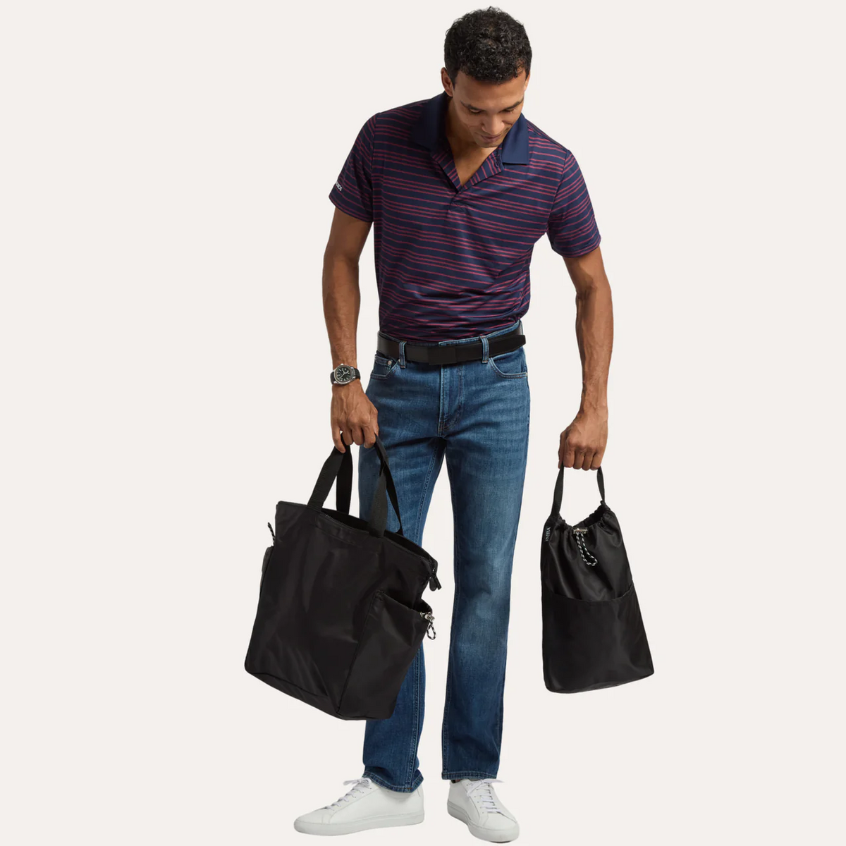 THE RIPPLE ZIP-TOP TOTE BAG / STINGRAY BLACK