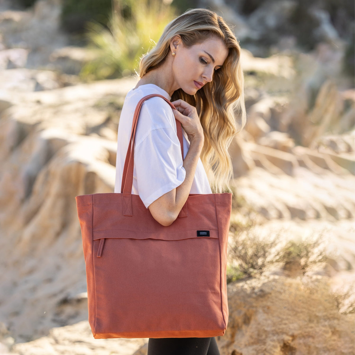 ladies work bag with compartments#color_burnt-orange