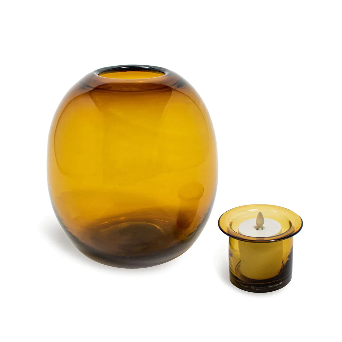 Glass Oval w Luminara Flameless