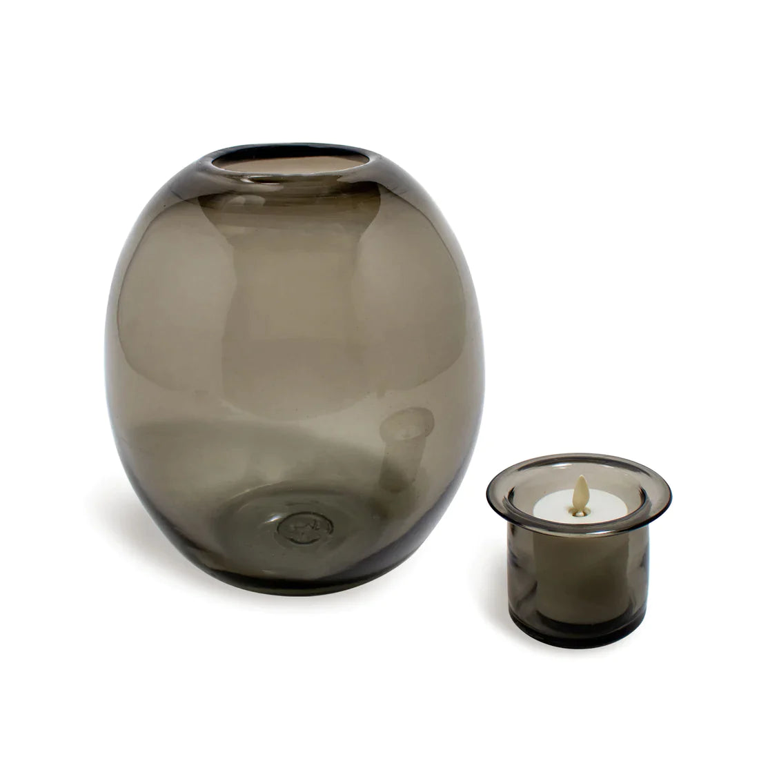Glass Oval w Luminara Flameless
