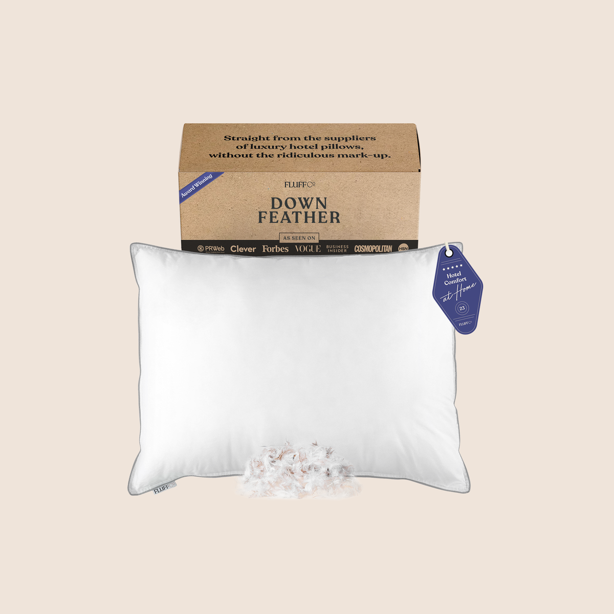 Down Feather Pillow - FluffCo | Hotel Comfort