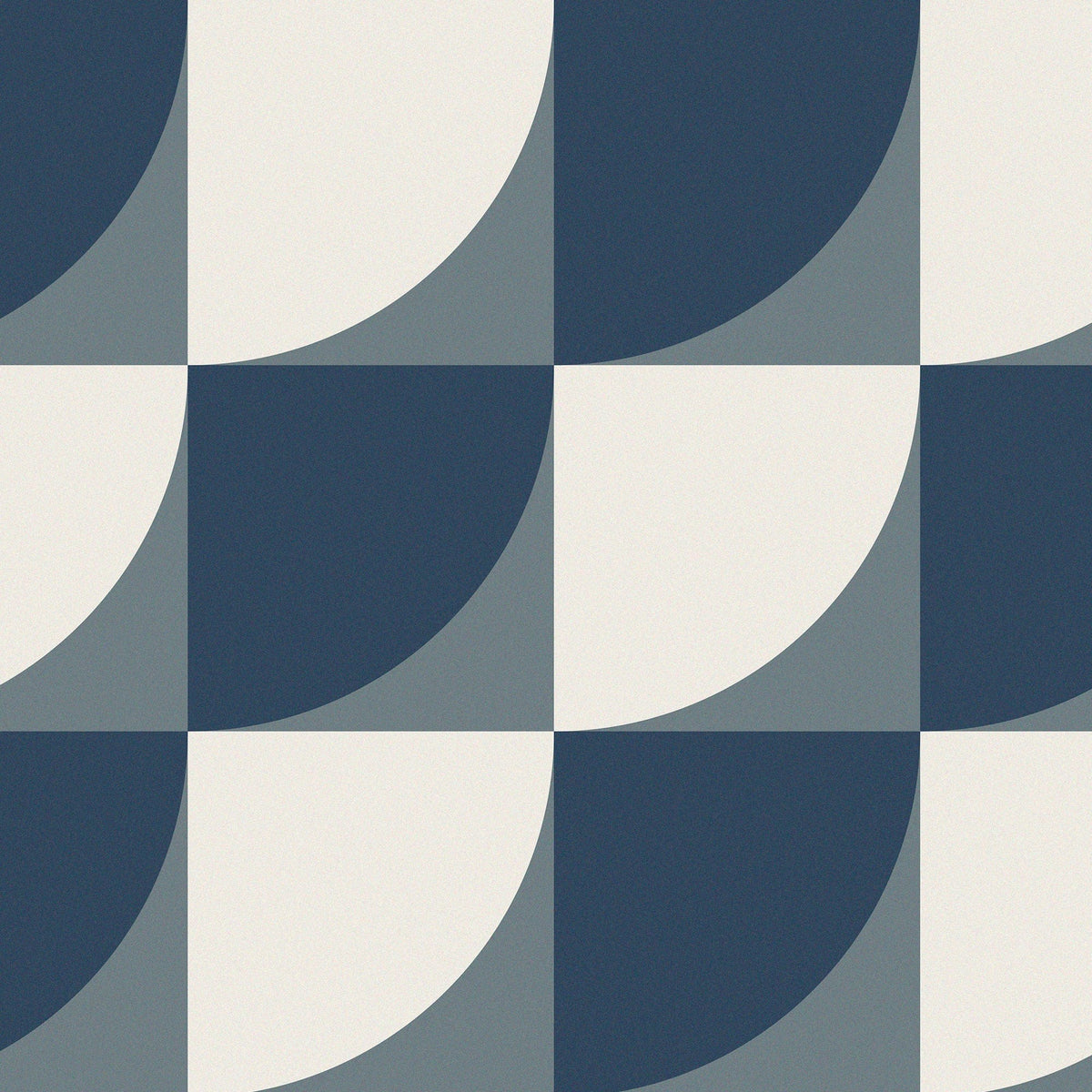 Close-up detail of Recess Nantucket pickleball paddle navy blue and white quarter-circle geometric tile design