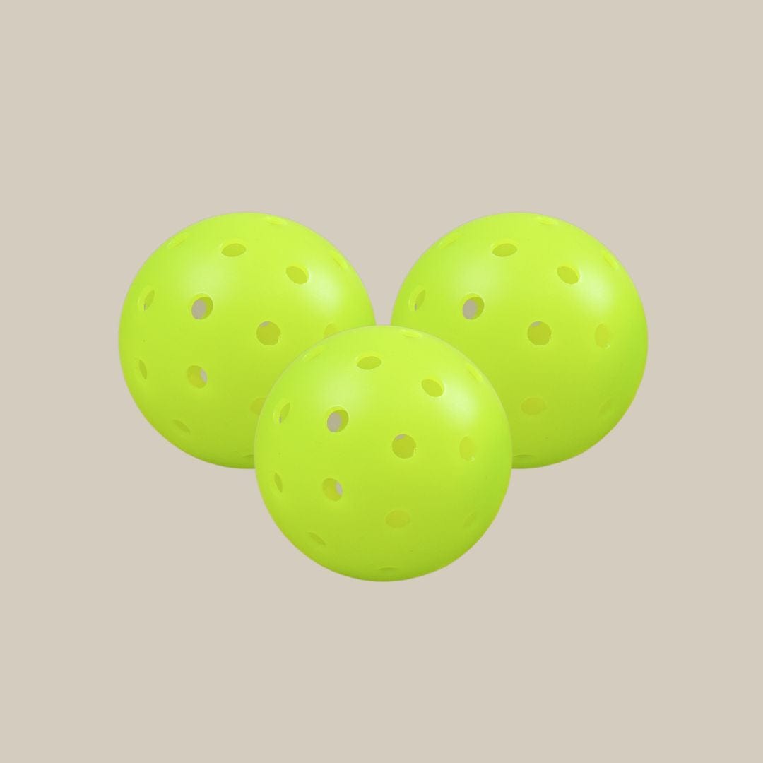 Recess Pickleball green outdoor pickleballs set of three in Recess branded packaging box