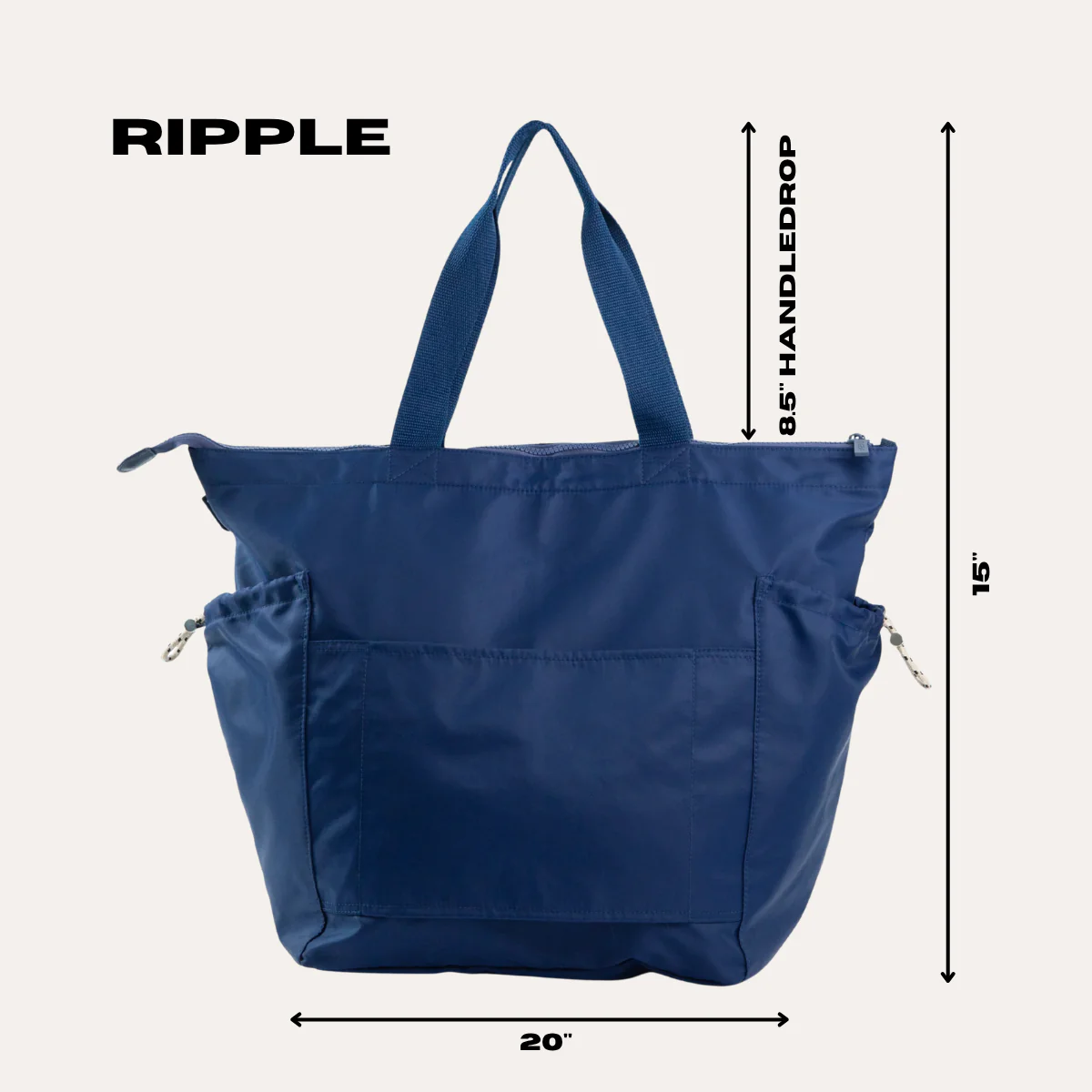 THE RIPPLE ZIP-TOP TOTE BAG / STINGRAY BLACK