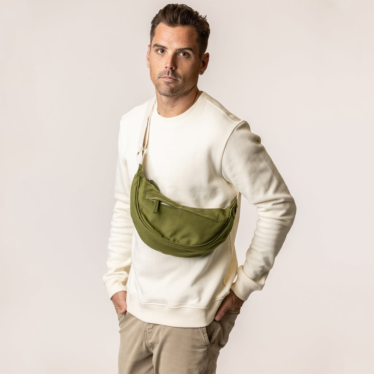 sling bag crossbody men#color_olive-green