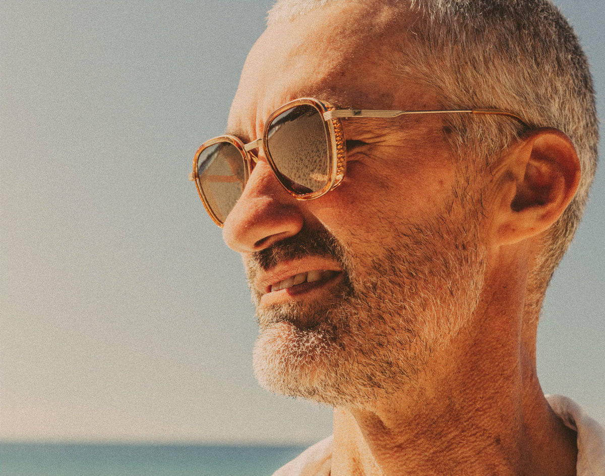 STORY profile of man wearing sunski bernina sunglasses