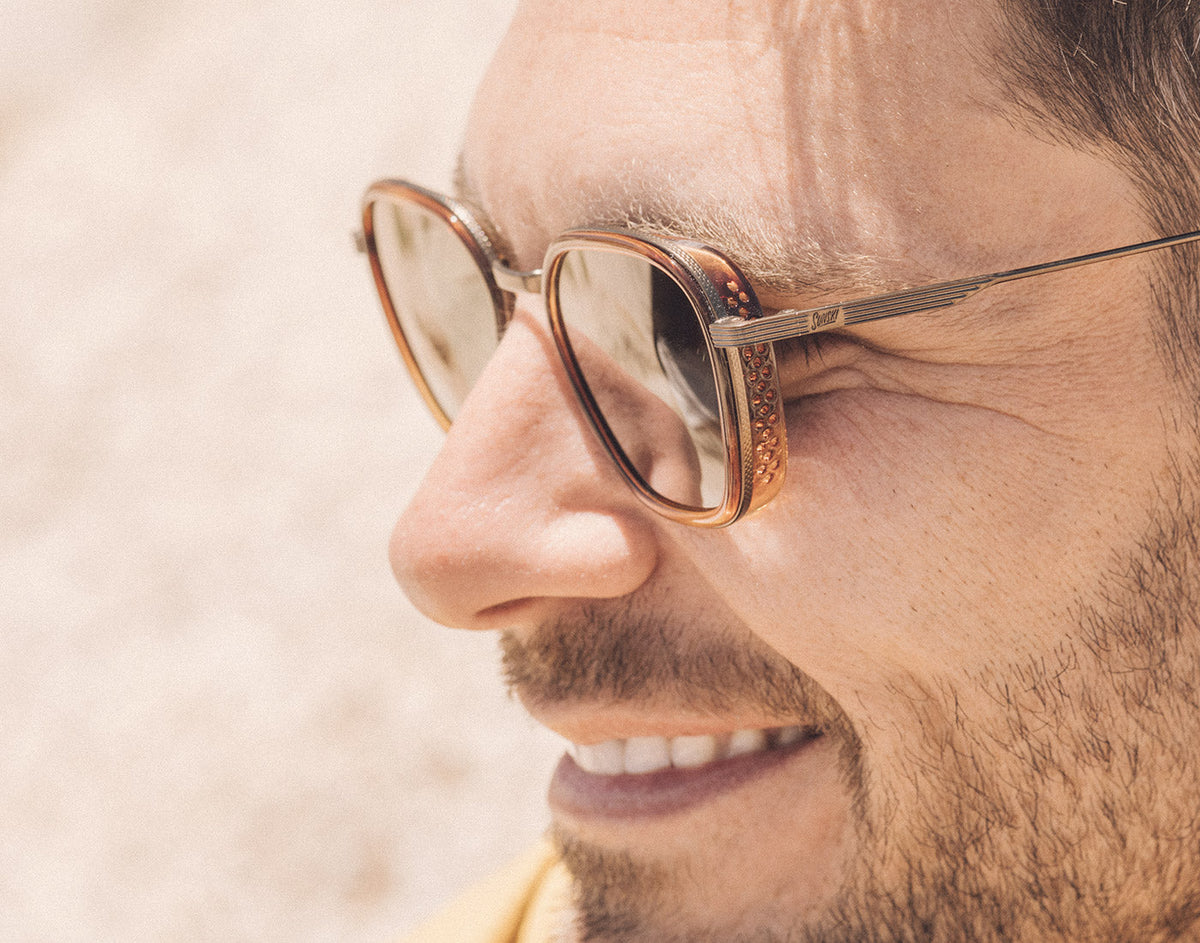 STORY close up profile of guy wearing sunski bernina sunglasses