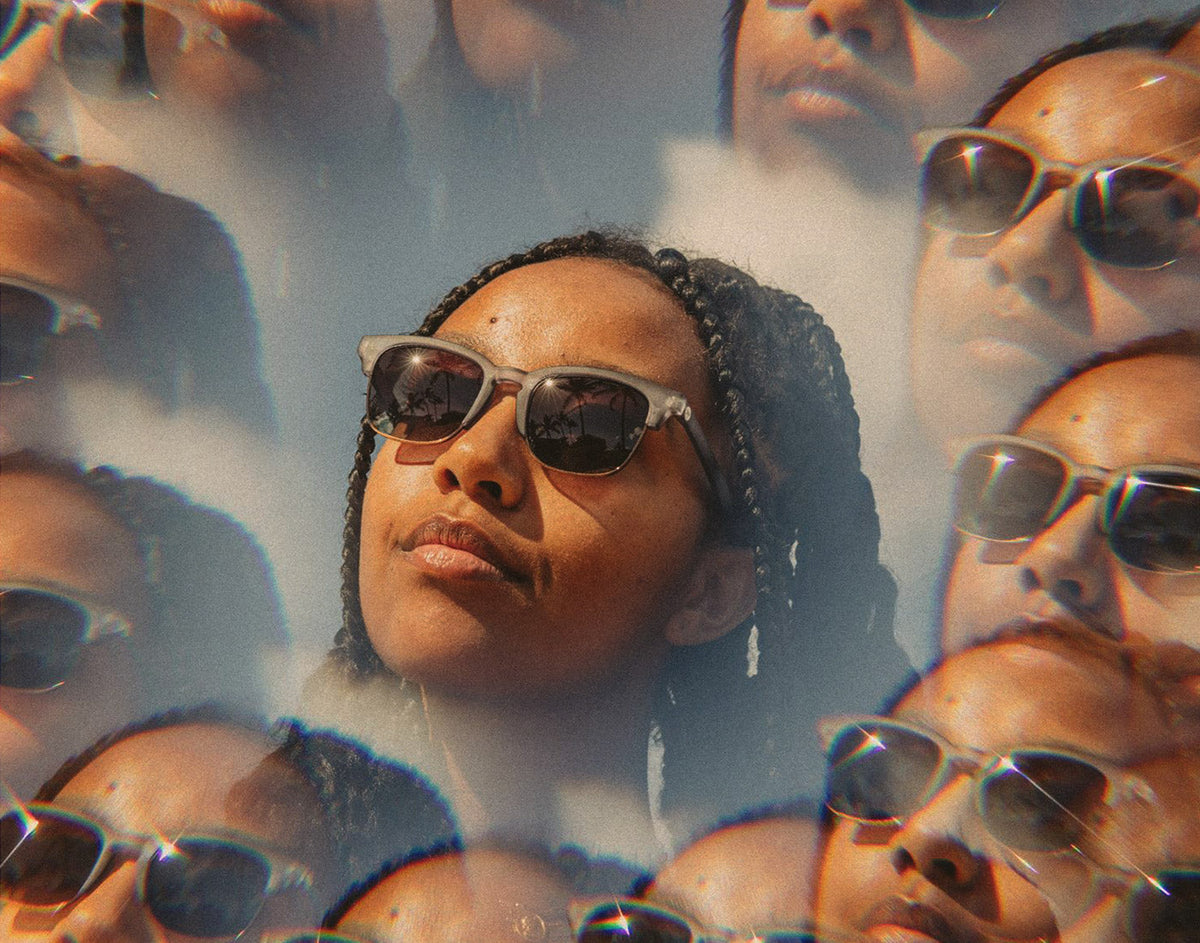 STORY kaleidoscope shot of girl wearing sunski cambria sunglasses