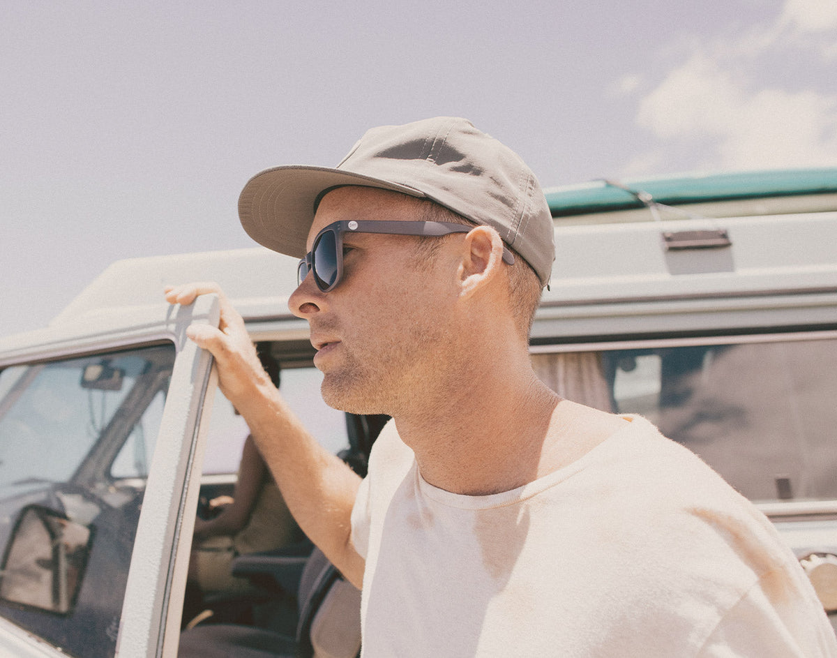 STORY guy standing by car door wearing sunski headland sunglasses