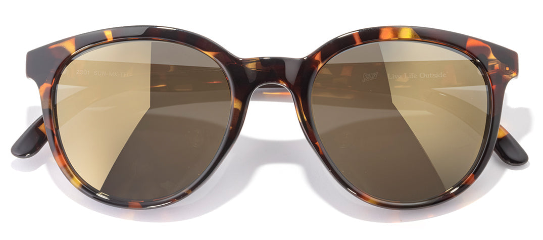 sunski makani tortoise flash gold front angle