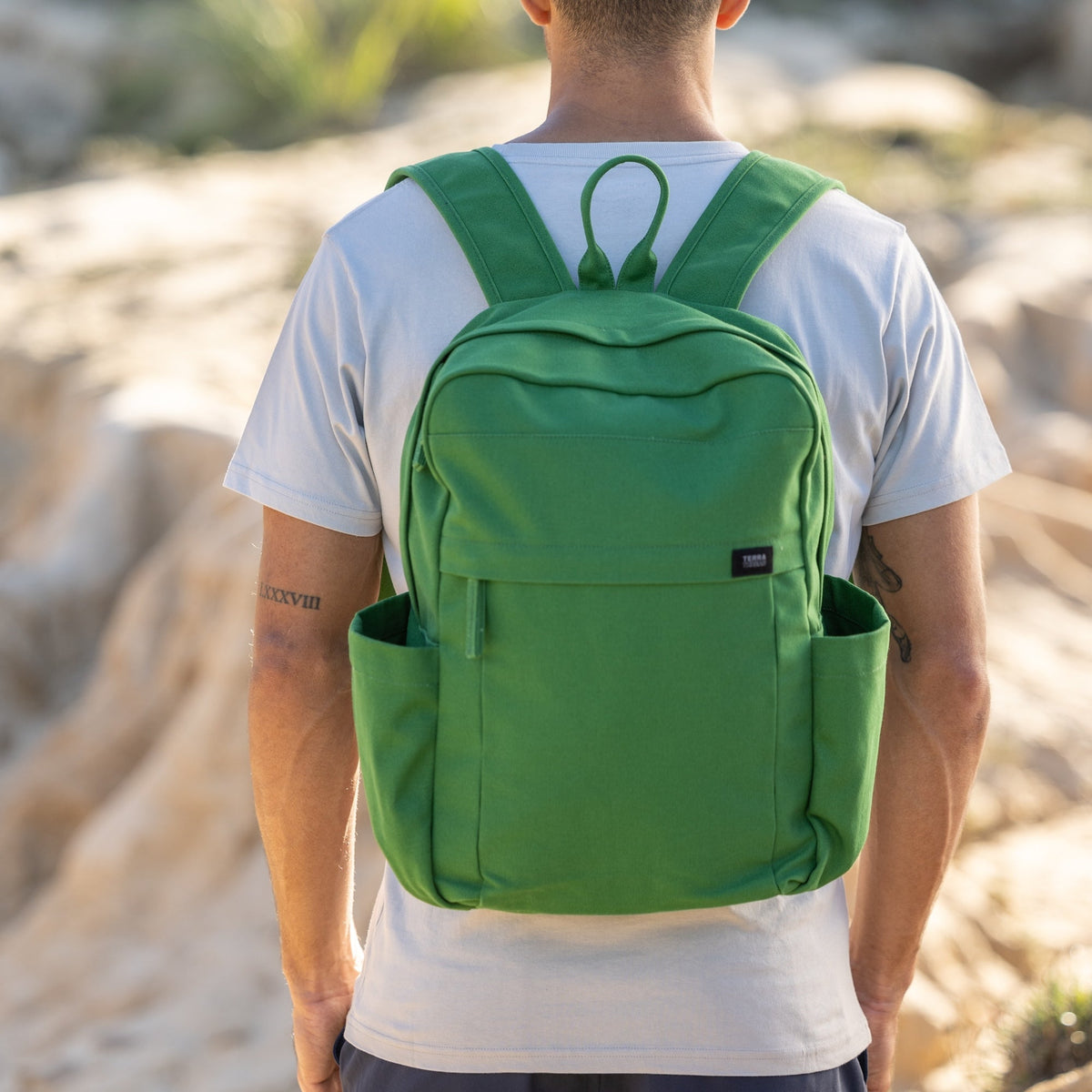 sustainable green backpack#color_moss-green