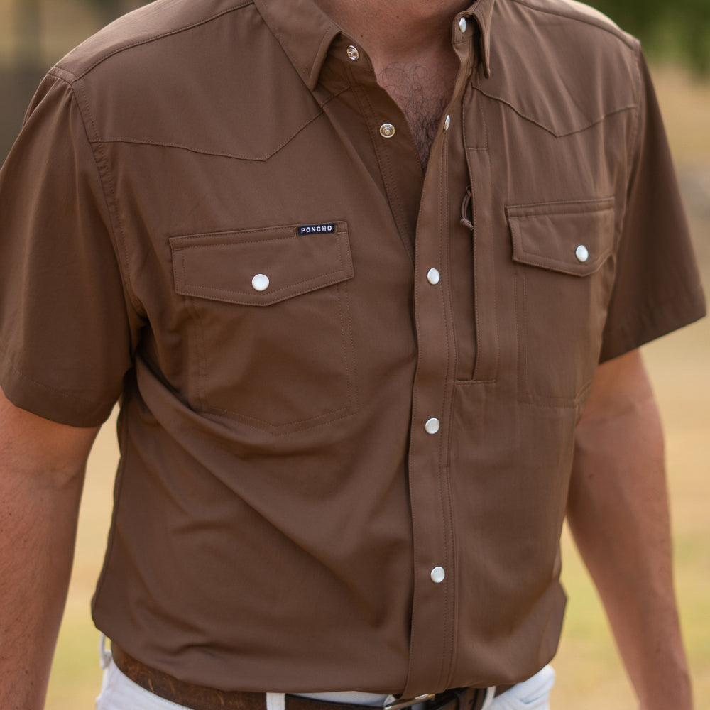 closeup of brown shirt short sleeve