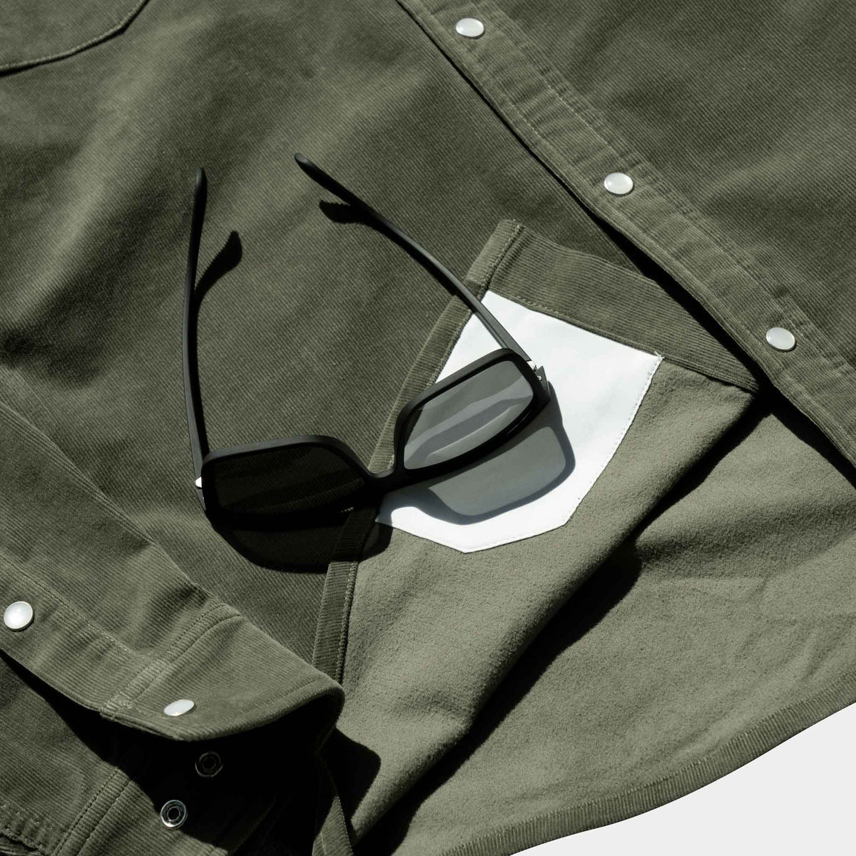 closeup of lens cloth corduroy shirt